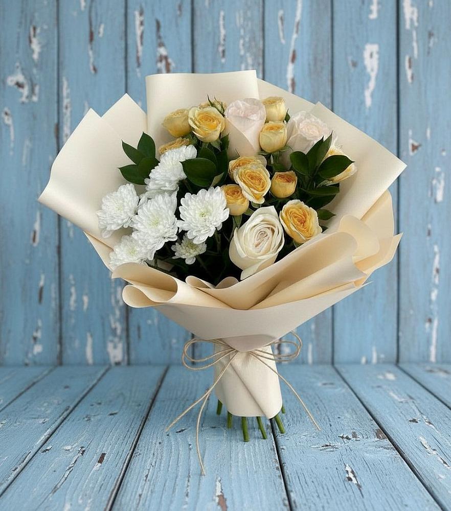 Букет цветов из: Розы и Хризантемы в Кратово