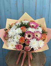 Букет цветов из:  Розы, Герберы и Хризантемы #REPLACE_PRED# Кратово