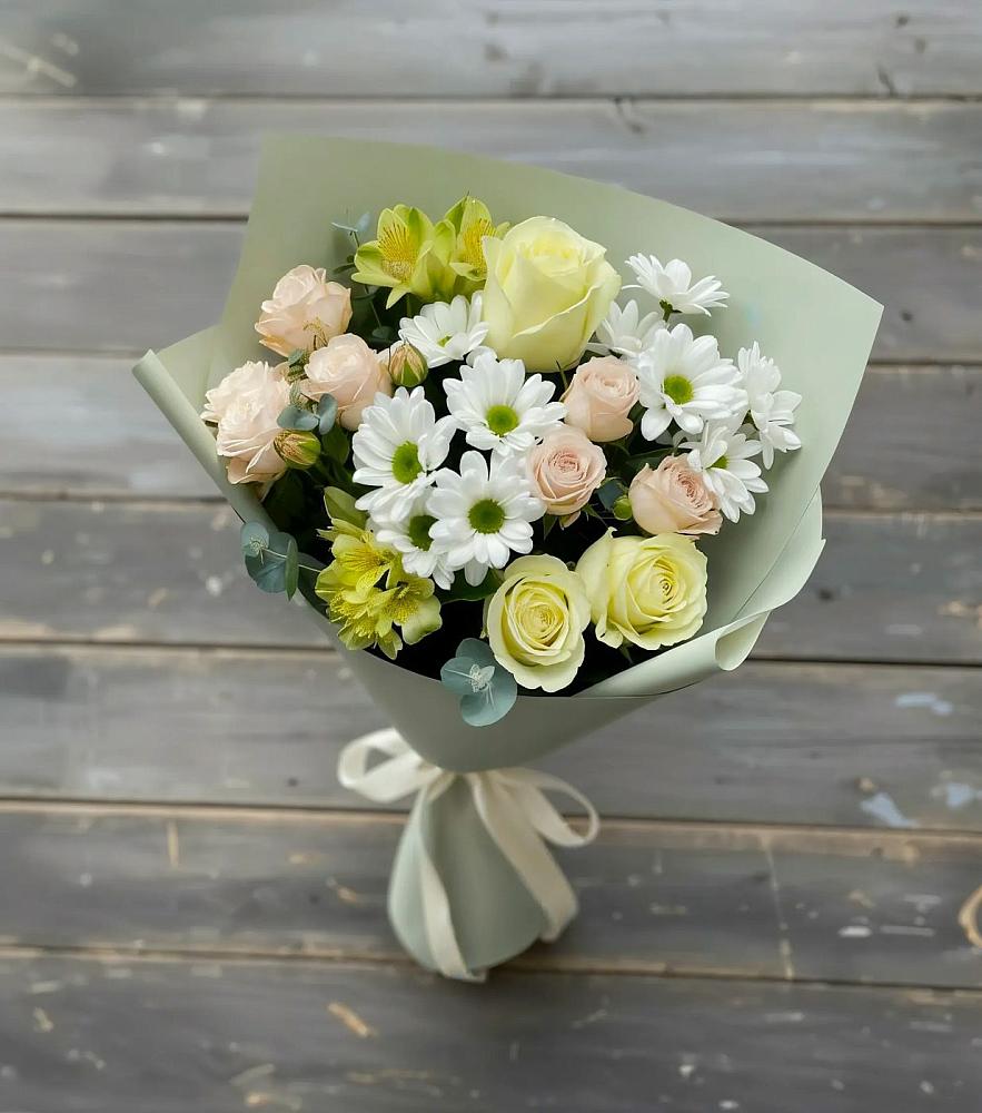 Букет цветов из: Альстромерии, Розы и Хризантемы в Кратово
