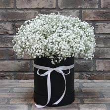 Цветочная композиция из Гипсофила в шляпной коробке в Кратово
