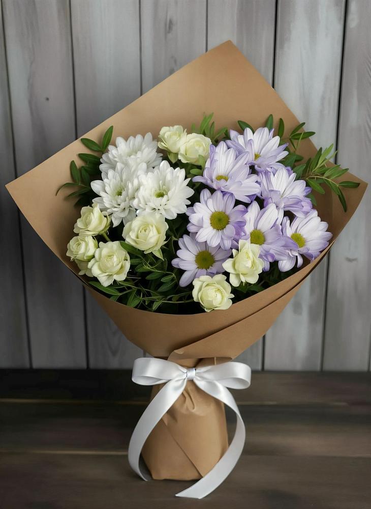 Букет цветов из: Хризантемы и Розы в Кратово